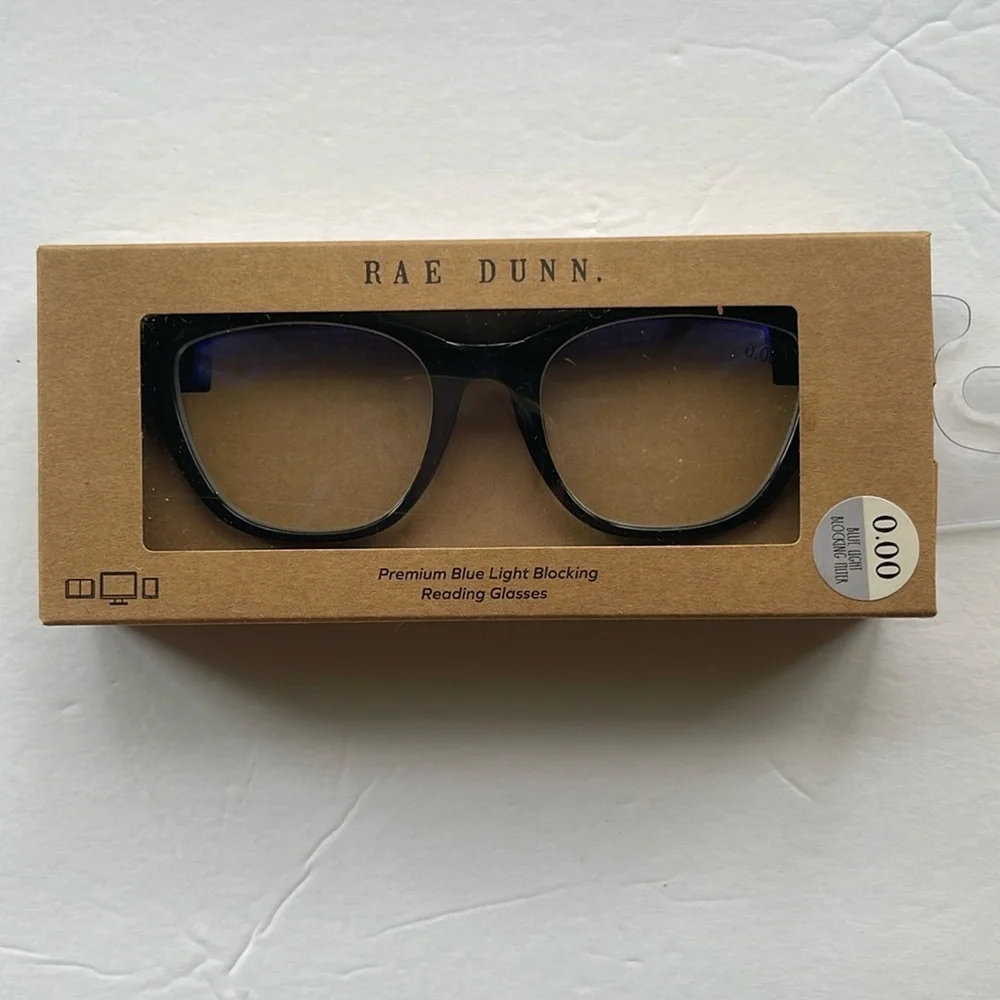 Rae Dunn Premium Blue Light Blocking Reading Glasses 0.00 With Pouch Included.